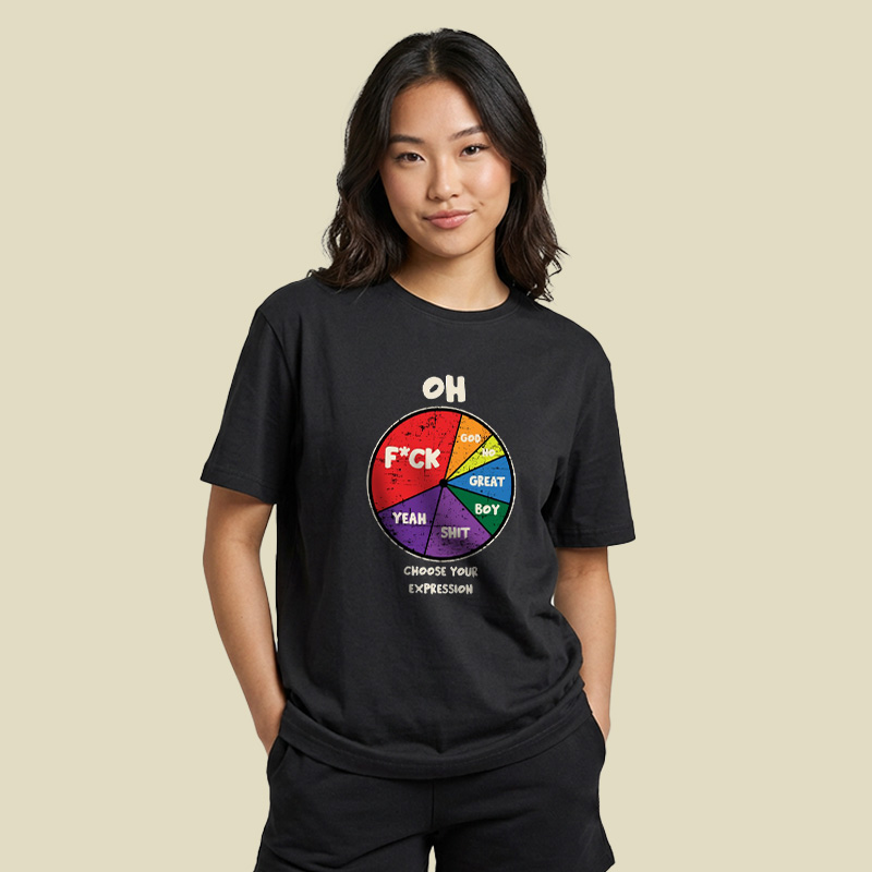 Oh God No Choose Your Expression Wheel Playful T-Shirt