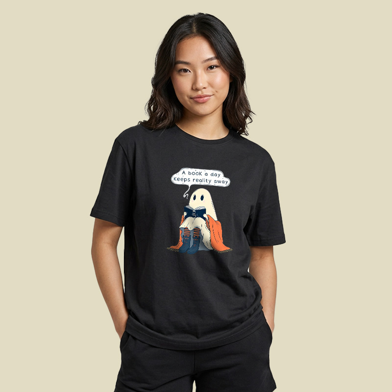 A Book a Day Keeps Reality Away Playful T-Shirt