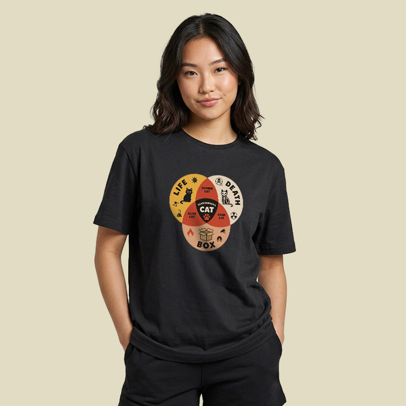 Schrodinger Cat Venn Diagram Playful T-Shirt
