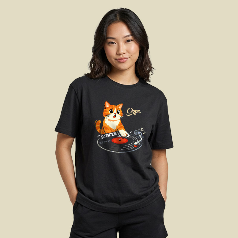 Oops Record Scratch Playful T-Shirt