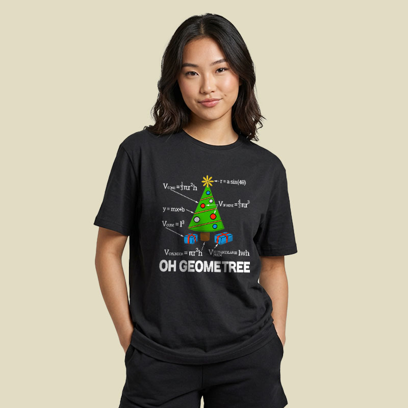 Math Geometry Christmas Tree Geometree Playful T-Shirt