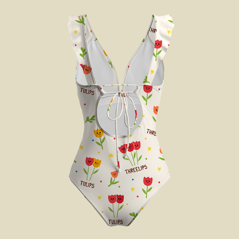 Plant Math V-Neck One Piece Swimsuit