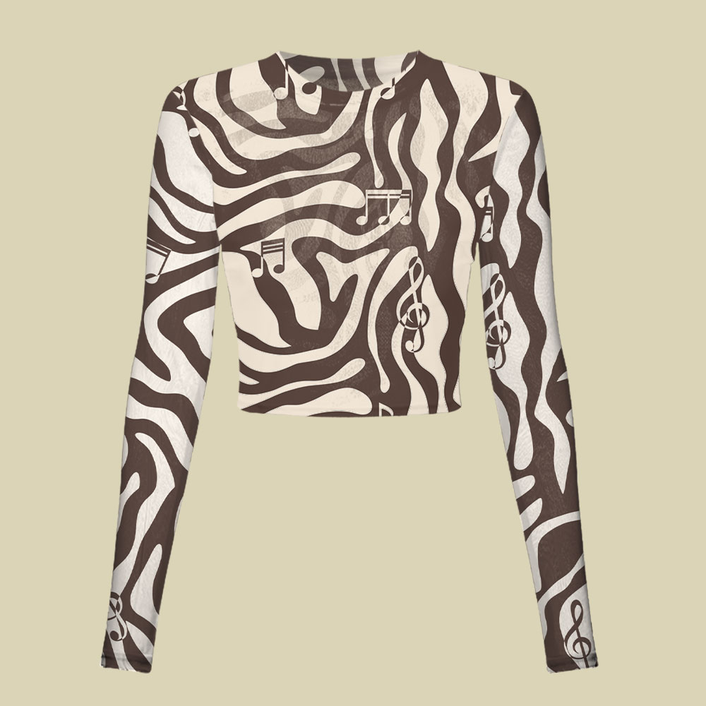 Musical Notes and Movements Slim Fit Mesh Top