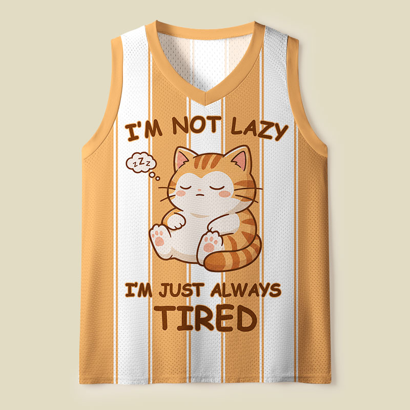 I Am Not Lazy Just Always Tired Cat Mesh Tank Top