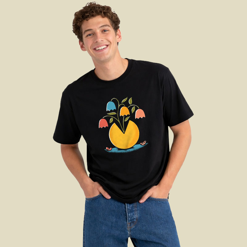 Retro Arcade Flowers Playful T-Shirt