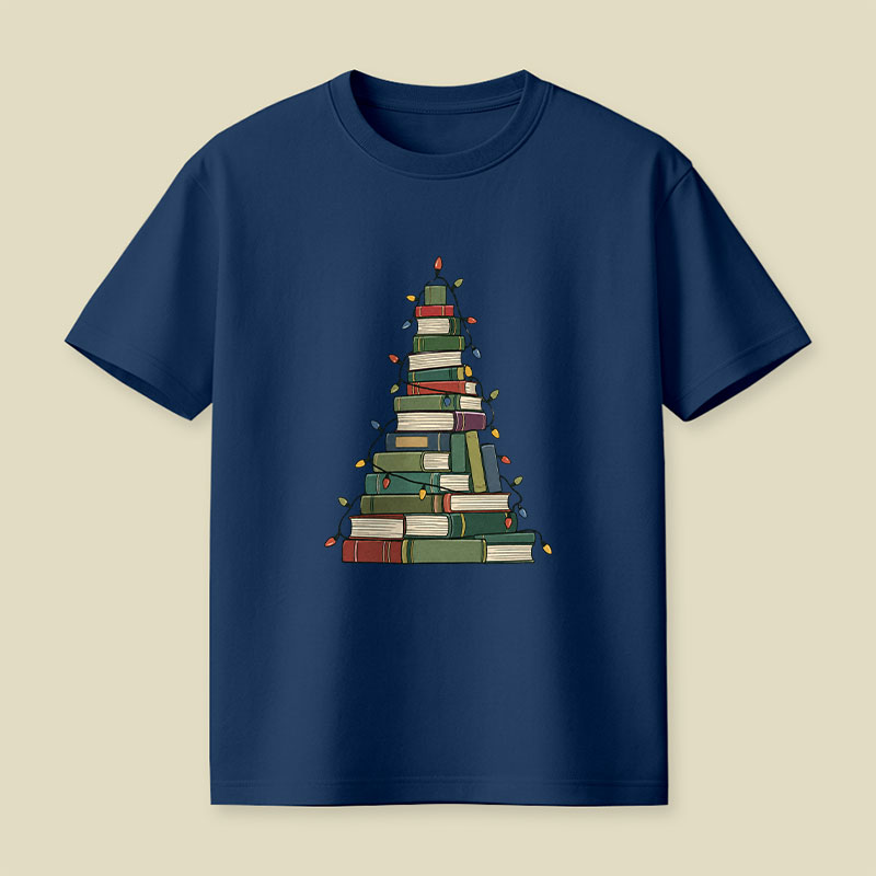 Christmas Book Tree Playful T-Shirt