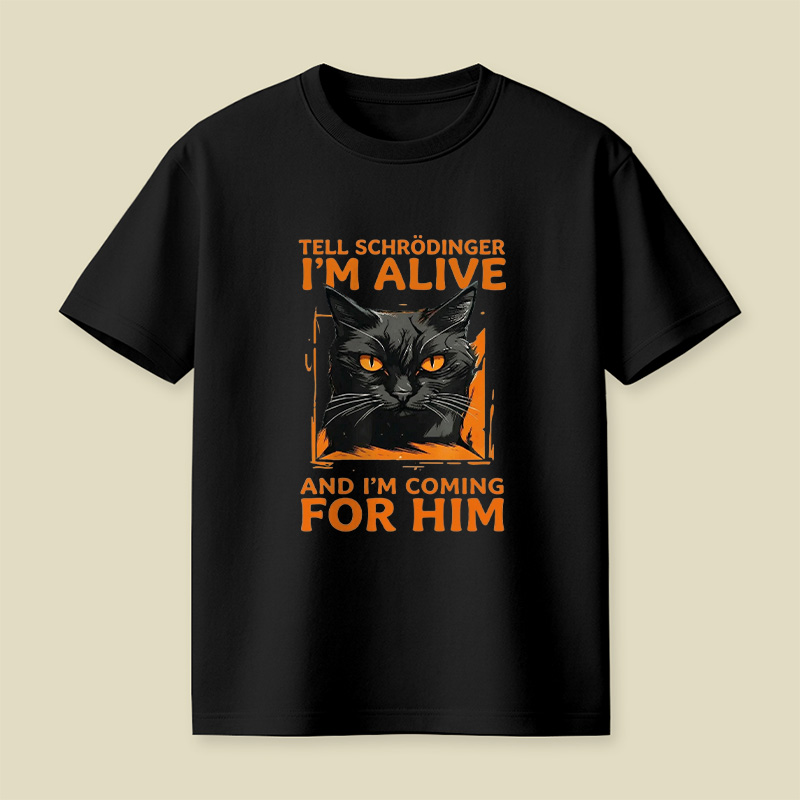Schrödinger’s Fierce Orange-Eyed Cat Playful T-Shirt