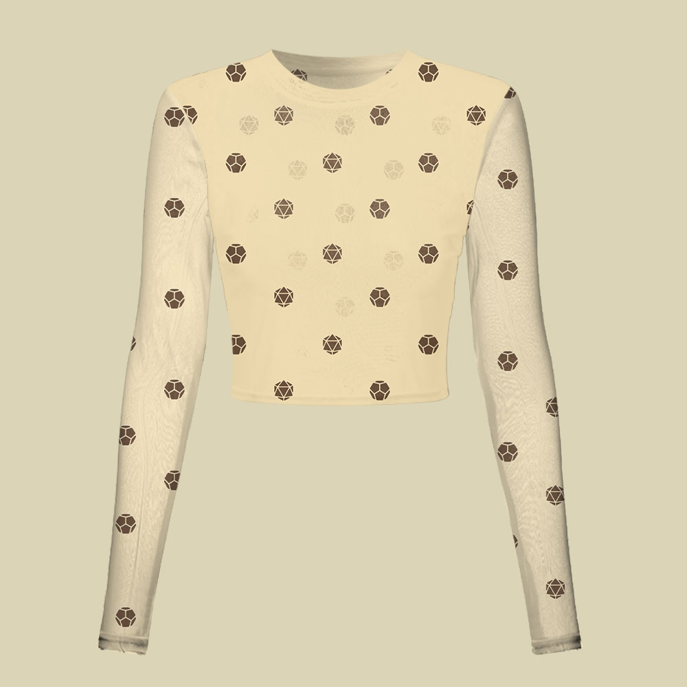 Cream Soccer Dot Minimal Slim Fit Mesh Top