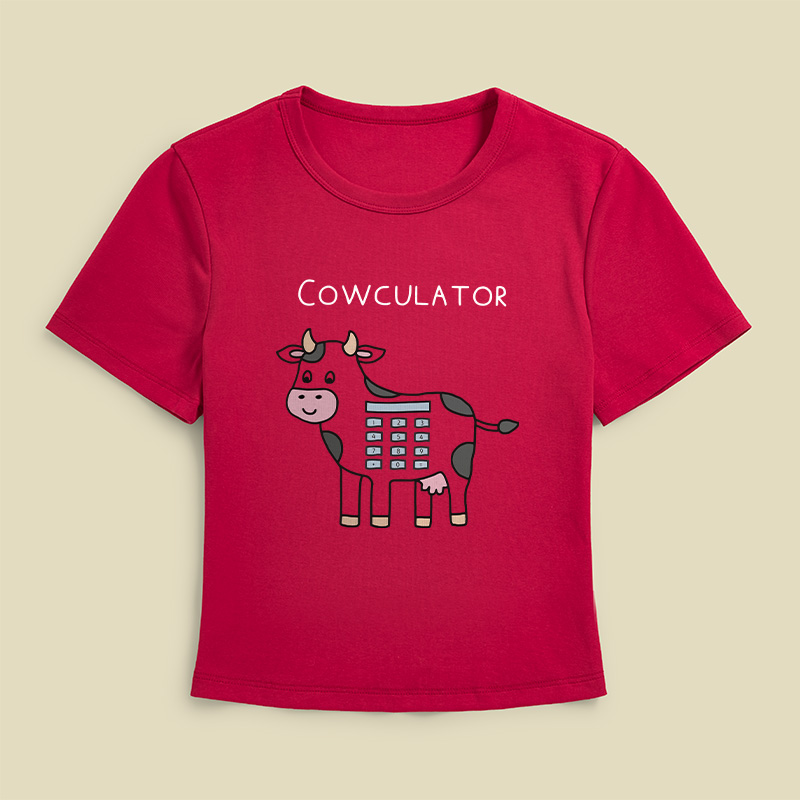 Cowculator Cow Calculator Math Pun Geek Baby Tee