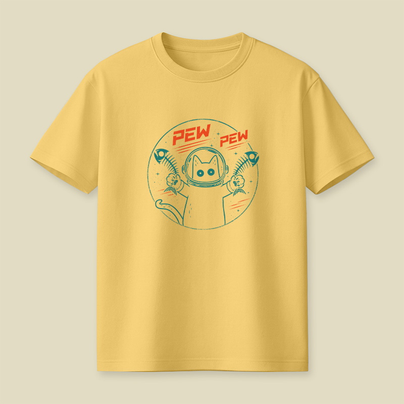 Pew Pew Space Cat Playful T-Shirt