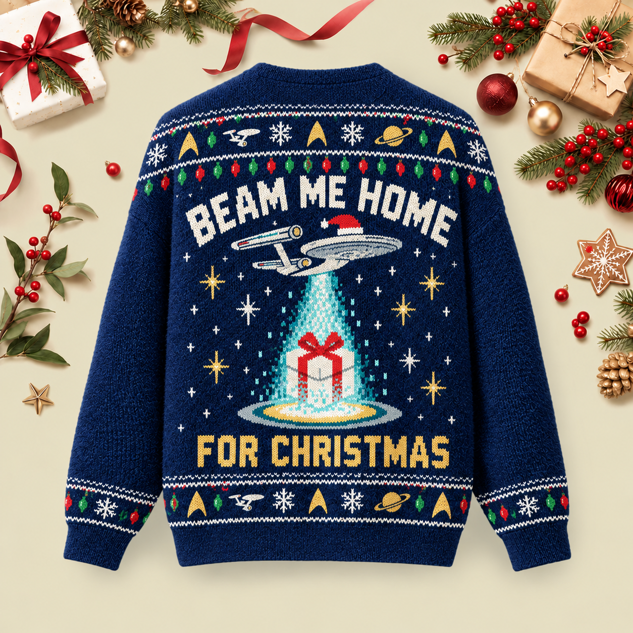 Beam Me Home For Christmas Ugly Christmas Fluffy Sweatershirt
