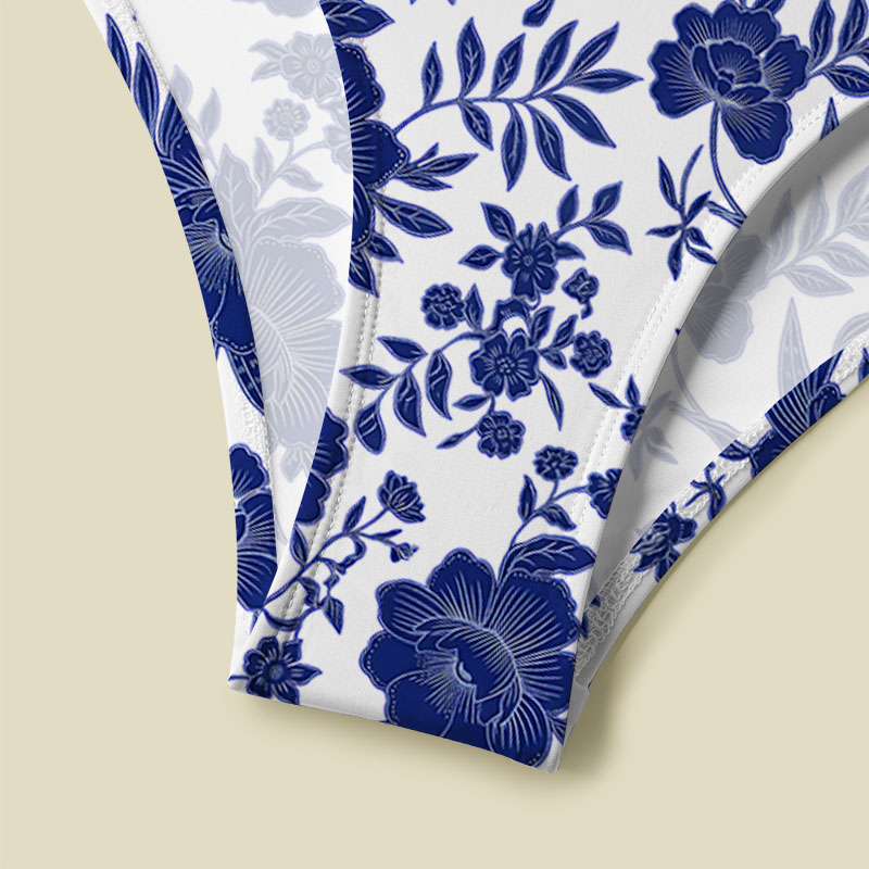 Rolling In Indigo V-Neck One Piece Swimsuit