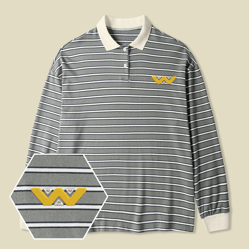 Weyland-Yutani Corp Lycra Striped Embroidered Long-Sleeve Polo