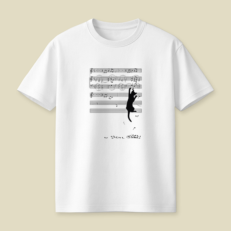 Cat On Sheet Music Chaos Playful T-Shirt