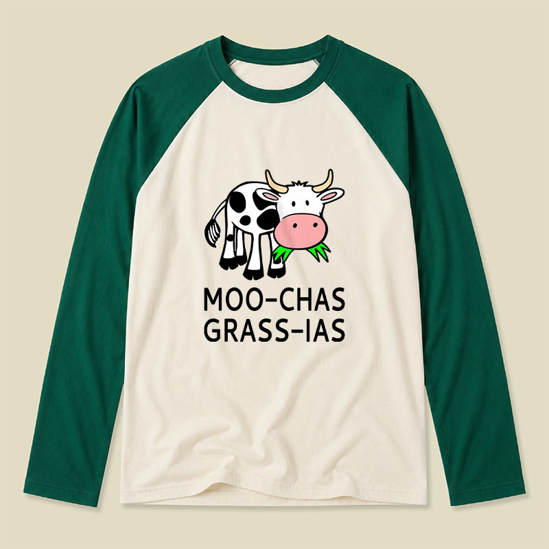 Moo-chas Grass-ias Raglan Long-Sleeve Tee