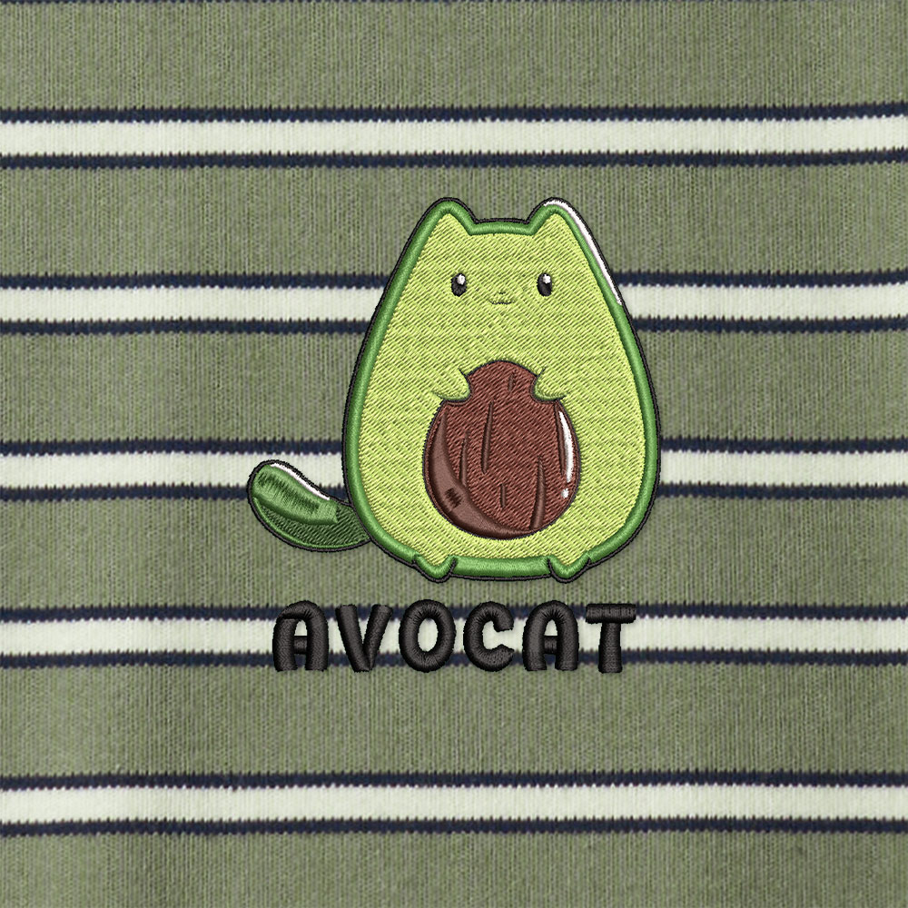 Cute Avocat Lycra Striped Embroidered Long-Sleeve Polo