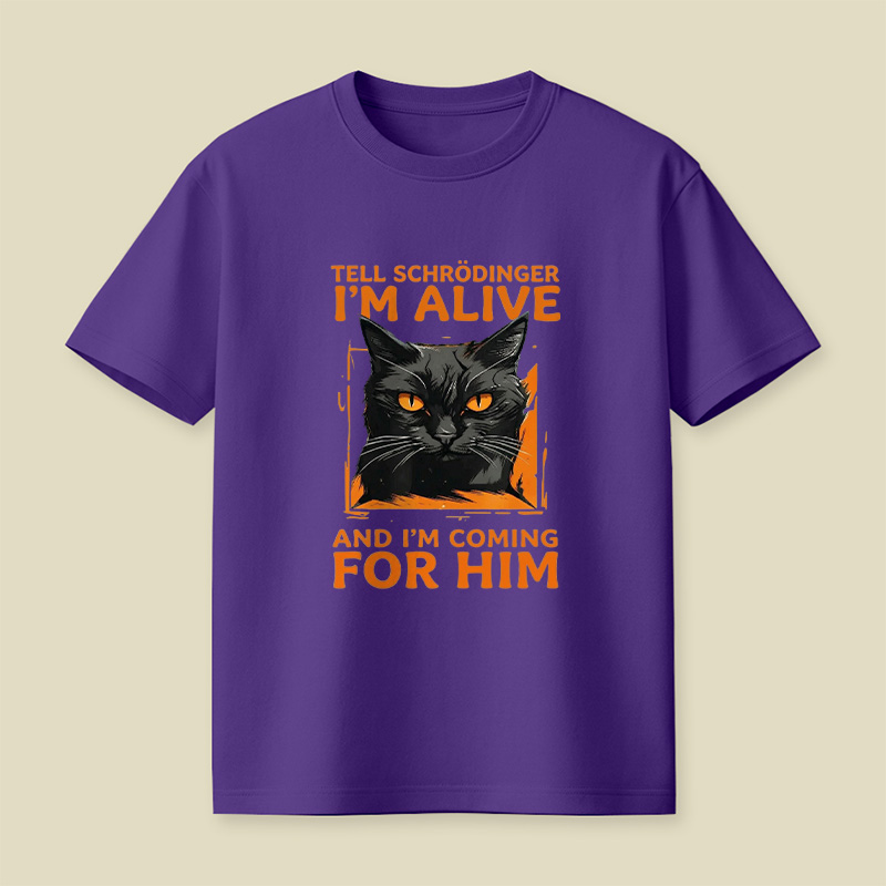 Schrödinger’s Fierce Orange-Eyed Cat Playful T-Shirt