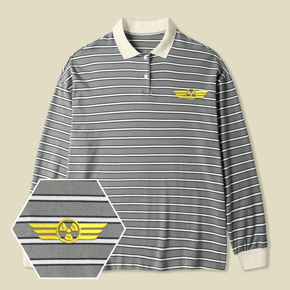 Chernobyl 1986 Safety Operations Team Lycra Striped Embroidered Long-Sleeve Polo