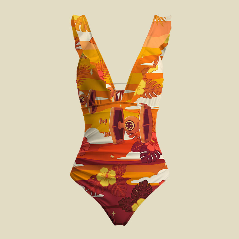 Ride Of The Tie Fighters V-Neck One Piece Swimsuit