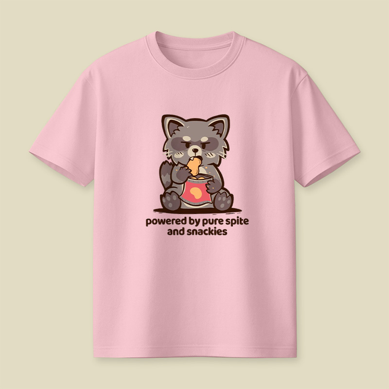 Powered By Spite And Snackies Raccoon Playful T-Shirt