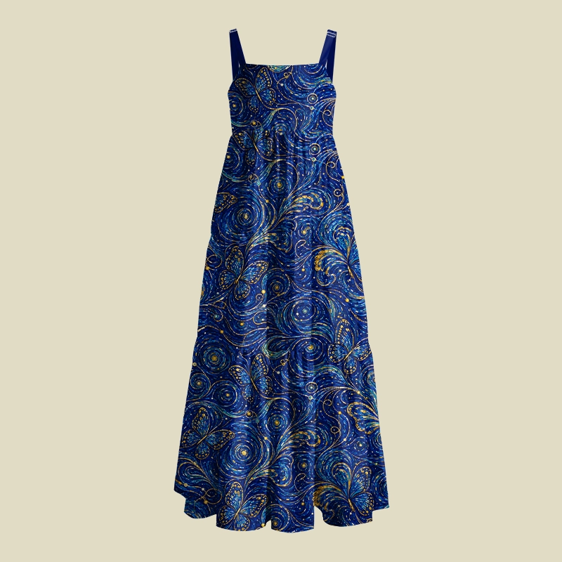 Starry Night Butterfly Dream Playful Maxi Dress