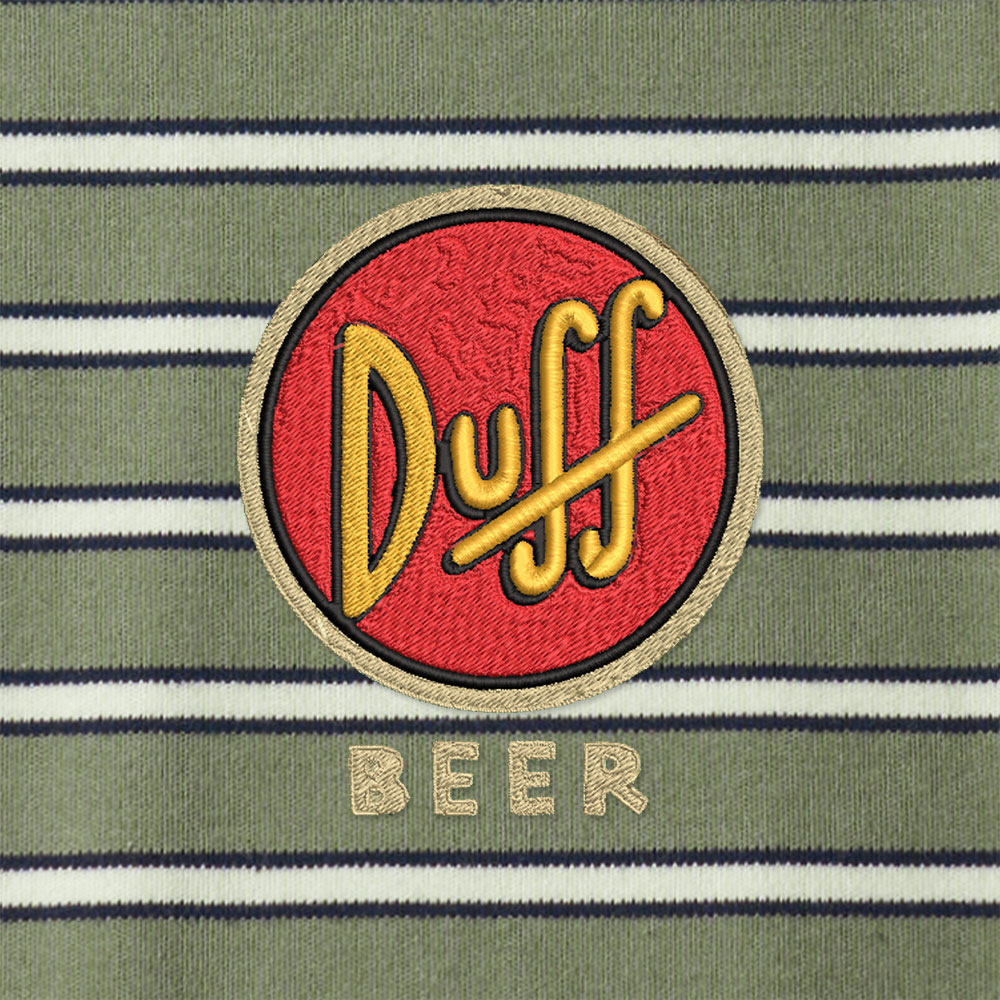 Duff Beer Lycra Striped Embroidered Long-Sleeve Polo