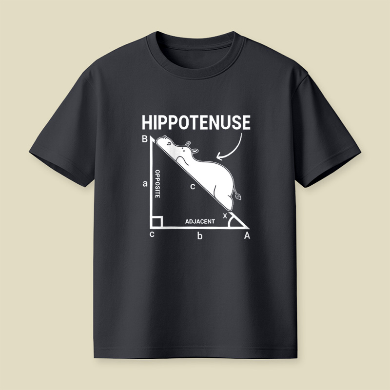 Hippotenuse Hippo Math Pun Playful T-Shirt