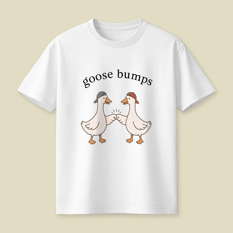 Goosebumps Geese Pun Casual Cap Wearing Playful T-Shirt