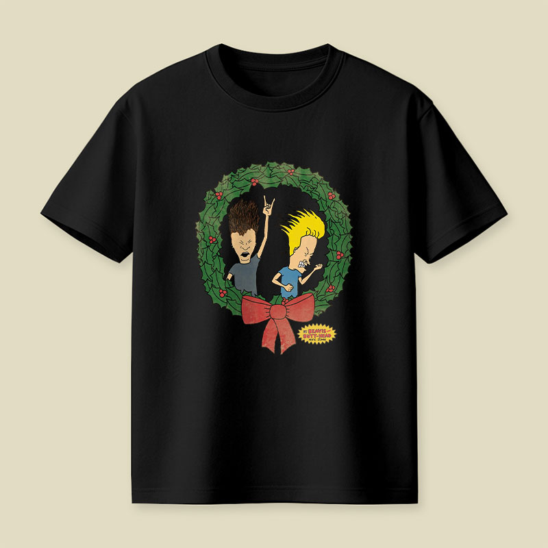 BAB Rock Out Vintage Christmas Wreath Logo Playful T-Shirt