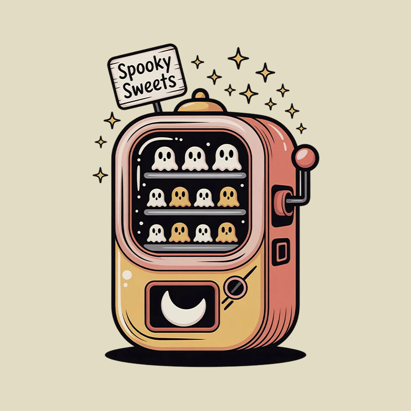 Vending Machine Spooky Sweets Ghost Playful T-Shirt