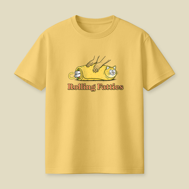Rolling Fatties Burrito Cat Playful T-Shirt