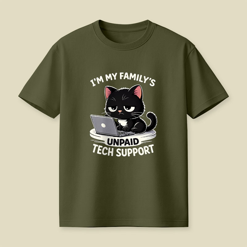 Im My Familys Unpaid Tech Support Cat Computer Engineer Playful T-Shirt