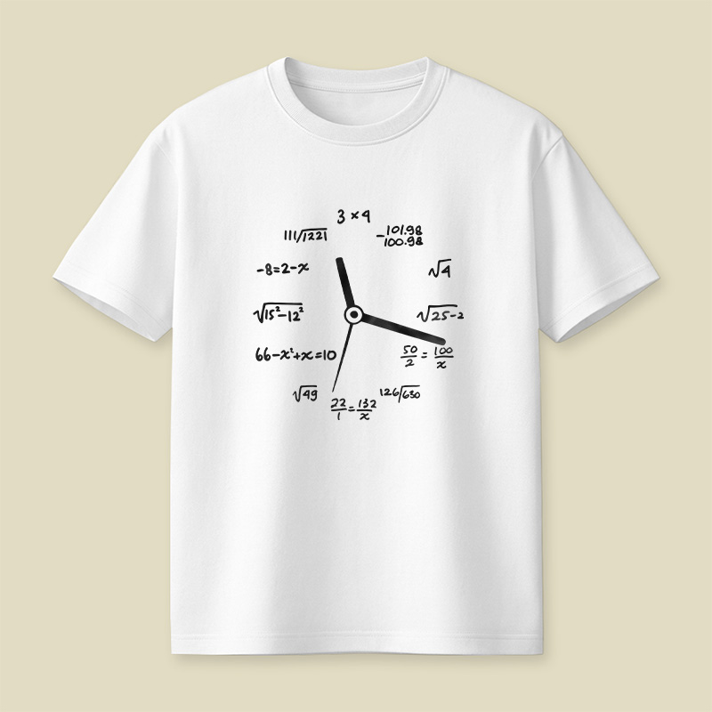 Math Equation Clock Nerd Pun Playful T-Shirt