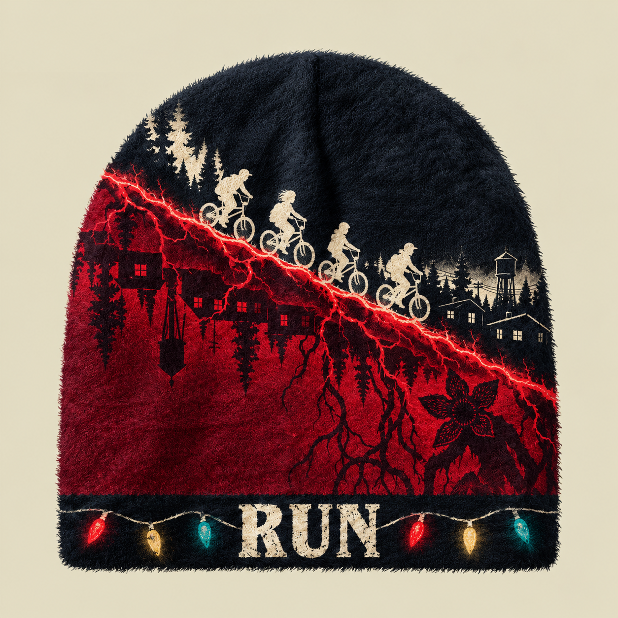 Upside Down Rift Red Fuzzy Beanie