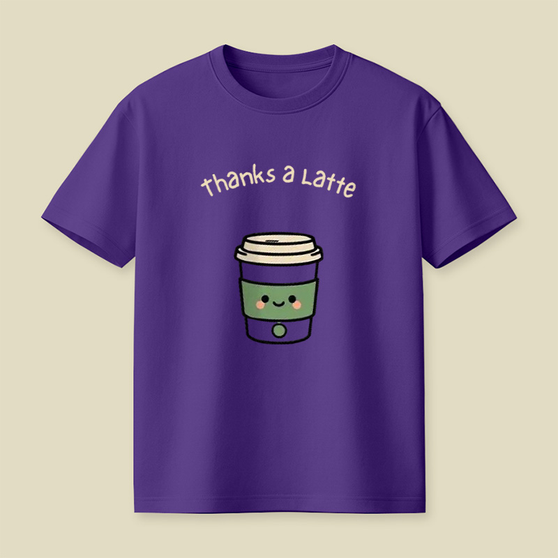 Thanks A Latte Coffee Cup Pun Playful T-Shirt