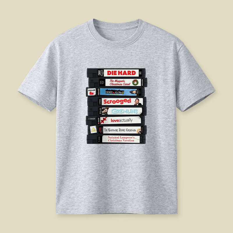 Christmas VHS Movie Marathon Retro Playful T-Shirt