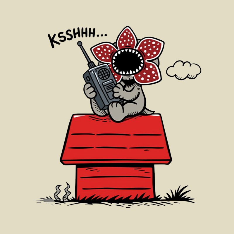 Demogorgon On Doghouse Stranger Things Playful T-Shirt