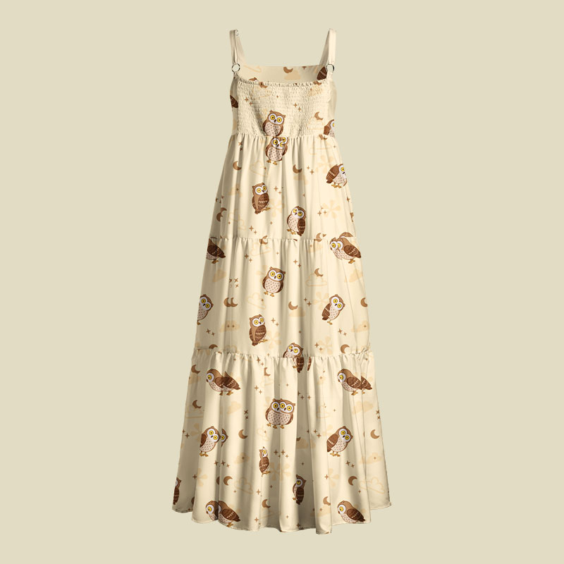 Owl Night Playful Maxi Dress