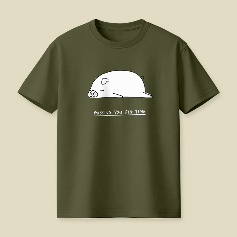 Sleepy Pig Missing You Pun Playful T-Shirt