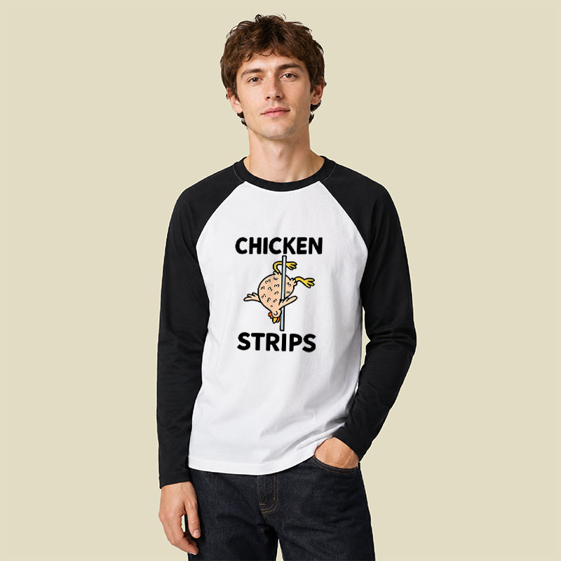 Chicken Strips Meme Raglan Long-Sleeve Tee