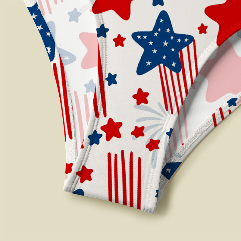 Star-Spangled Sparkler V-Neck One Piece Swimsuit