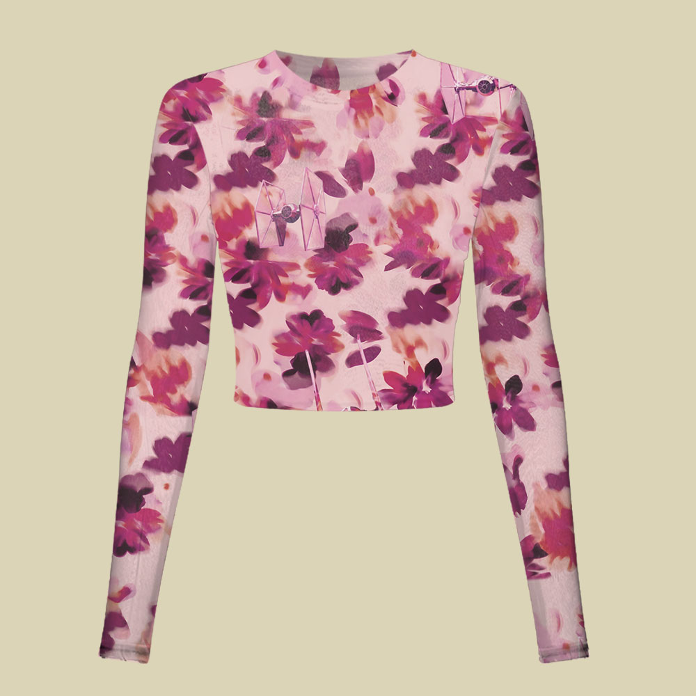 Blossoms Tie-Fighter Slim Fit Mesh Top