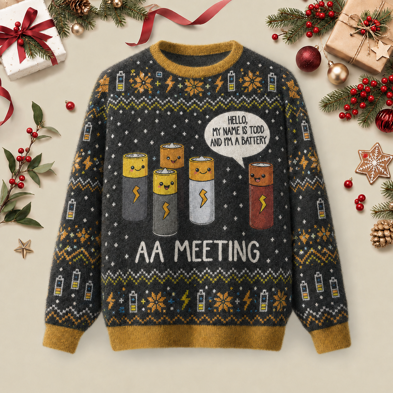 AA MEETING Ugly Christmas Fluffy Sweatershirt