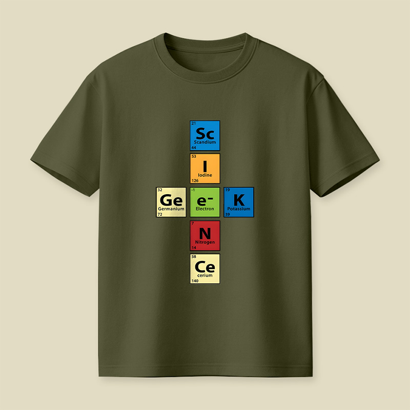Scigeek Nerd Periodic Table Playful T-Shirt