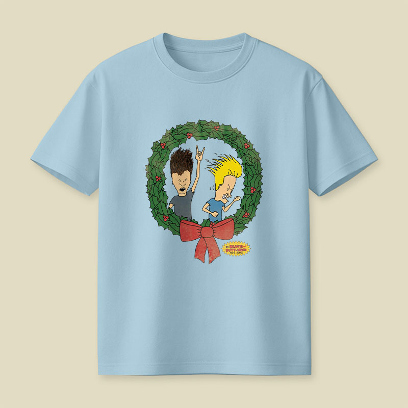 BAB Rock Out Vintage Christmas Wreath Logo Playful T-Shirt