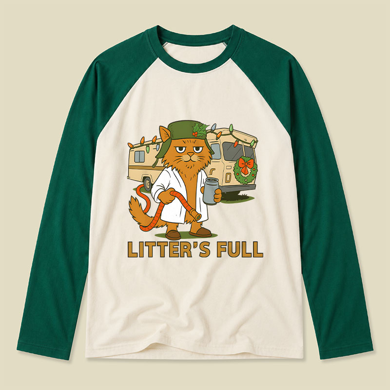 Litter'S Full Vacation Cat Raglan Long-Sleeve Tee