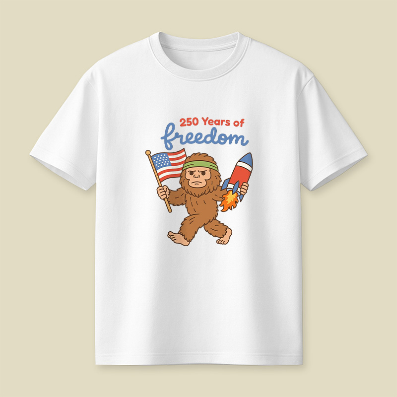 250 Years Of Freedom Bigfoot Playful T-Shirt