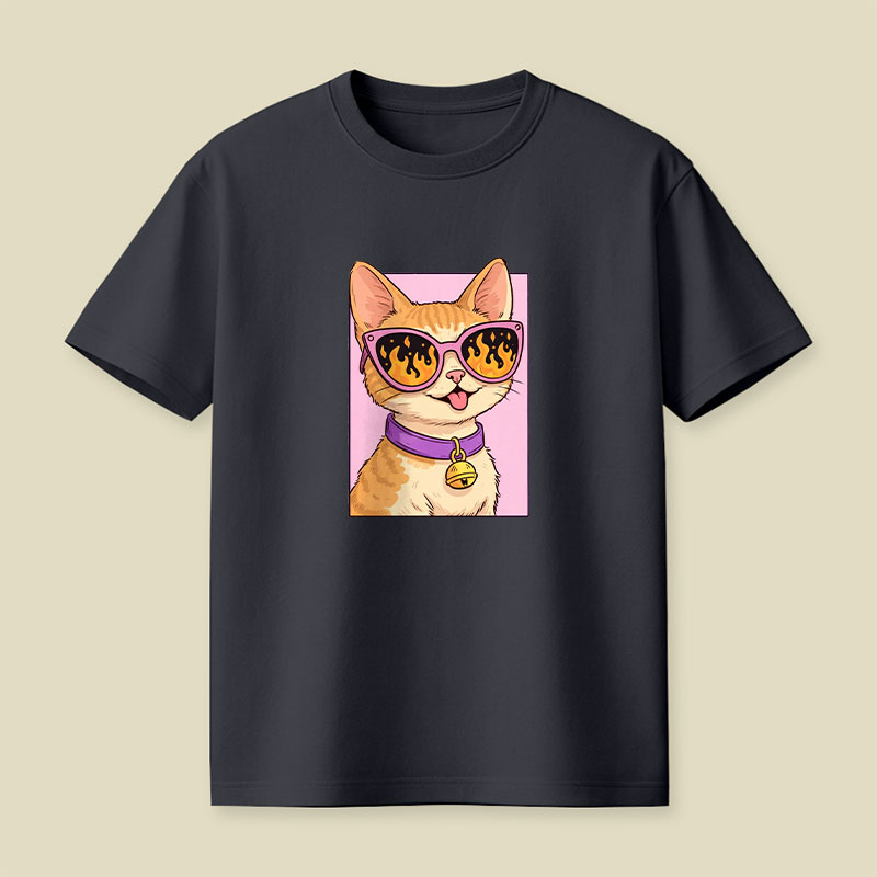 Cat Watching The World Burn Playful T-Shirt