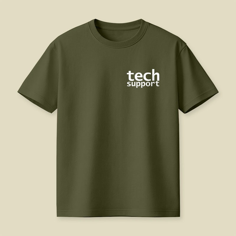 Look Closely Tech Support Typography Playful T-Shirt