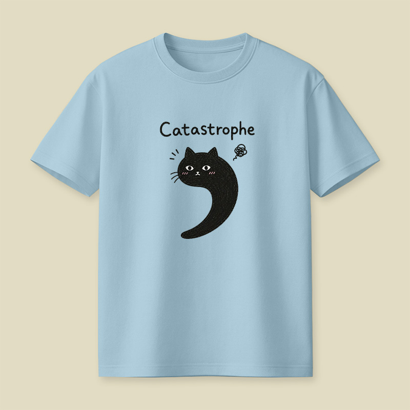 Black Cat Catastrophe Humor Playful T-Shirt